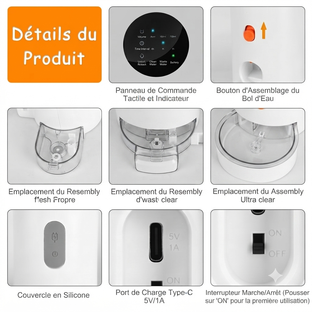 Fontaine à Eau Sans Fil pour Chat — Sans Filtre — Source Féline